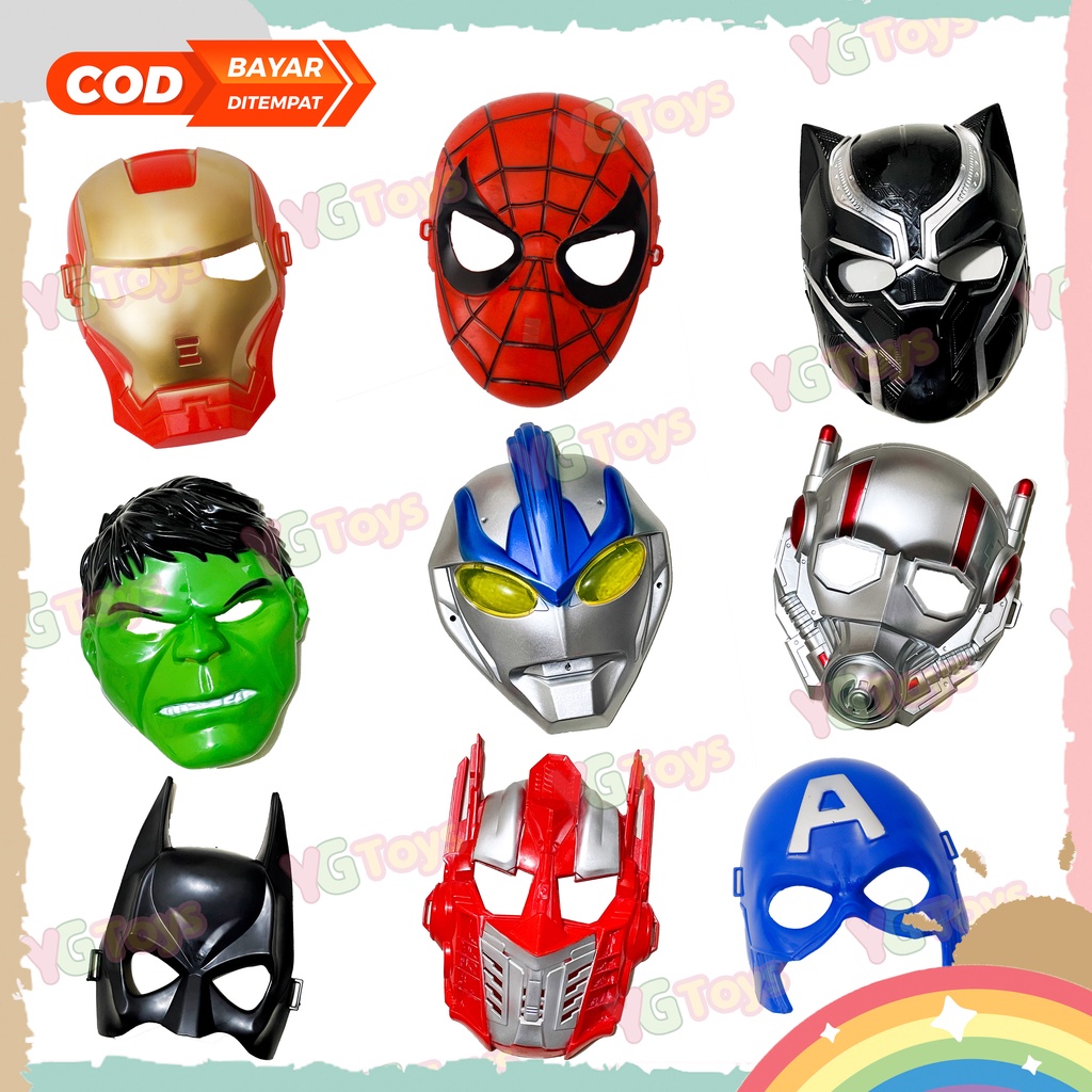 Mainan Topeng Karakter Superhero ULTRAMAN Iron Man Captain America Spiderman Hulk Batman Ultraman Transformers Anak Laki Laki Perempuan