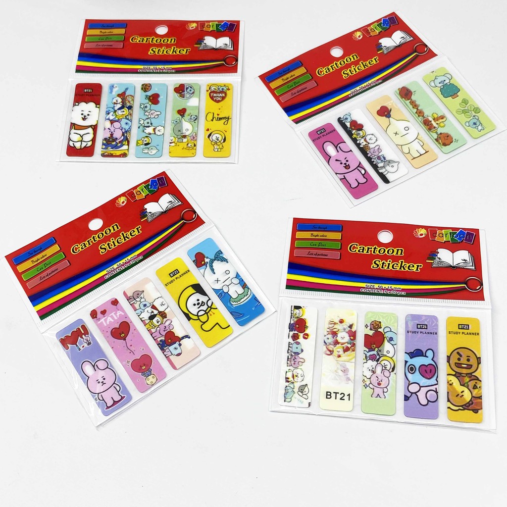 ISI 100LEMBAR | PEMBATAS BUKU BT21 BTS PLASTIK / PEMBATAS BUKU BTS / BOOKMARK BT21 / STIKY NOTE BT21-STC- BT21 A