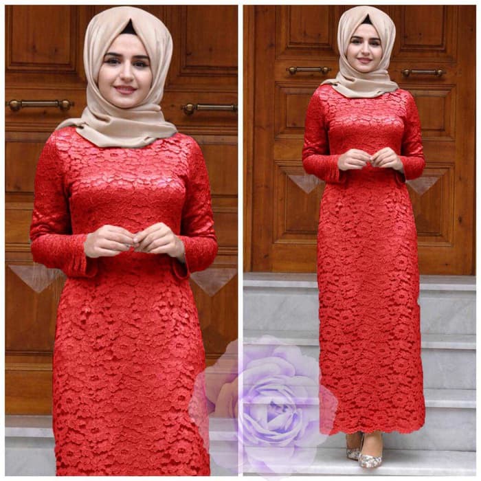 gamis MERAH CABE [Hijab 0121] SDJ Baju Gamis Wanita Terbaru