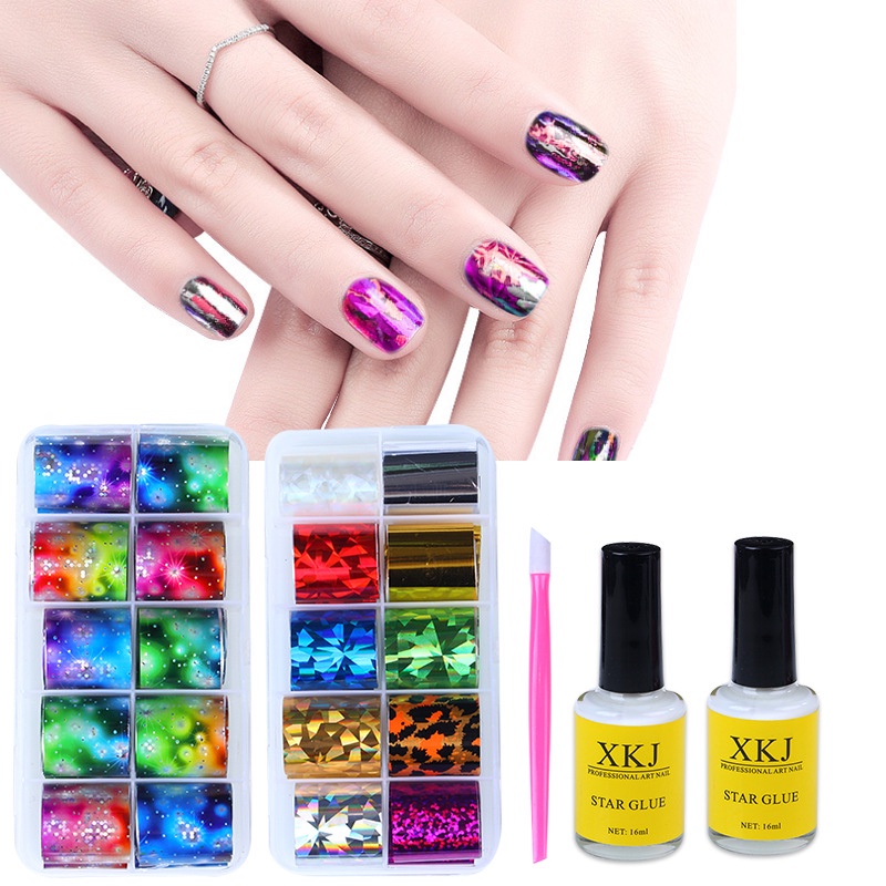 Lem Nail Foil XKJ STAR GLUE 16ml / Lem foil XKJ TRANSFER FOIL GLUE GEL POLISH/LEM NAIL ART/LEM KUKU