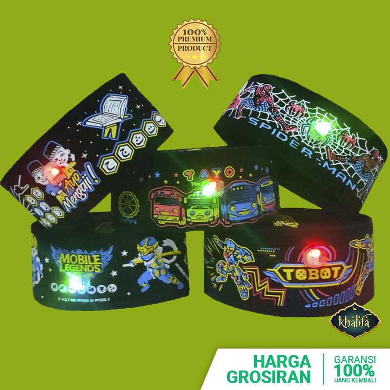 BEST SELLER! Peci Hitam Anak LED &amp; Tanpa LED - Karakter Kartun Tayo Upin Ipin Mobile Legend Tobot Murah Kopiah Songkok Grosir Kopyah Perlengkapan Sholat Fashion Muslim