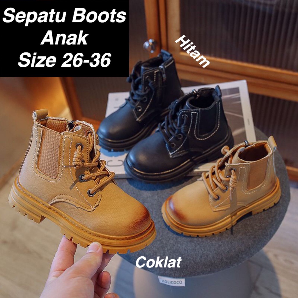 (LOLI-JKT) BT97 SEPATU BOOTS ANAK MODEL GARIS BAGUS BANGET SIZE 26-36