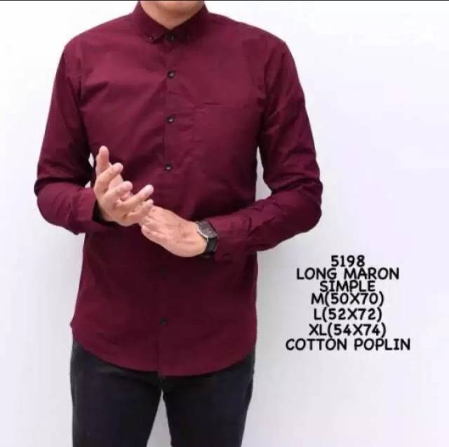 Kemeja Lengan Panjang Pria Laki laki Polos Kerja Kasual Formal Kantor Slim Fit