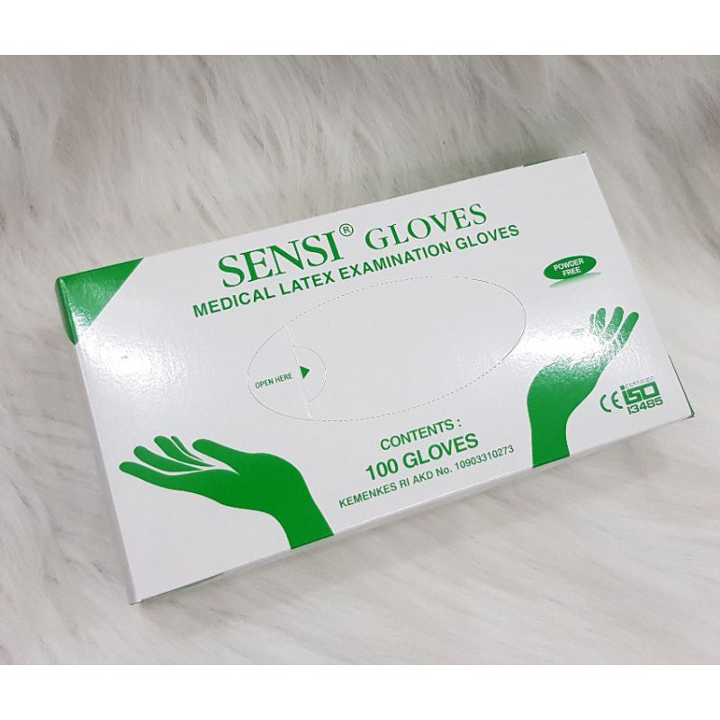 SARUNG TANGAN SENSI GLOVES LATEX POWDER FREE ISI 100 PCS