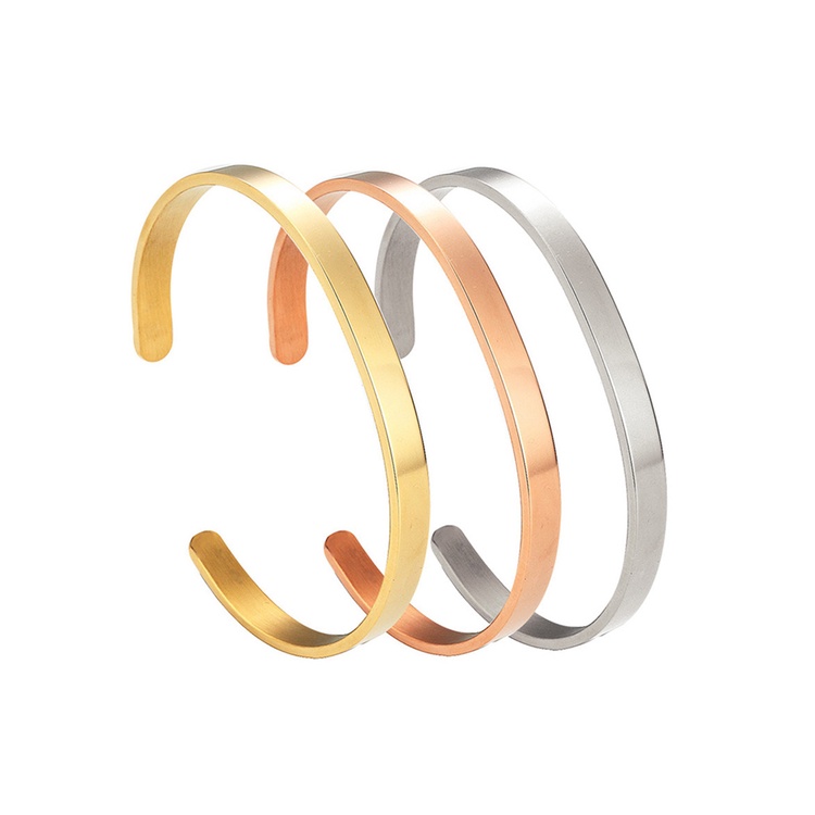 Gelang Model Terbuka Bahan Stainless Steel Ukuran 6mm Untuk Pria Dan Wanita