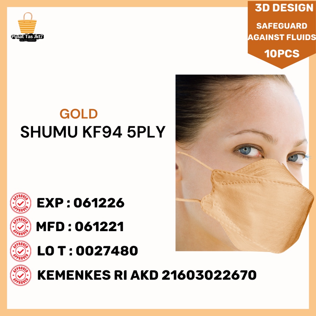 Masker KF94 SHUMU GOLD 5PLY MASKER ANTI LIPSTIK