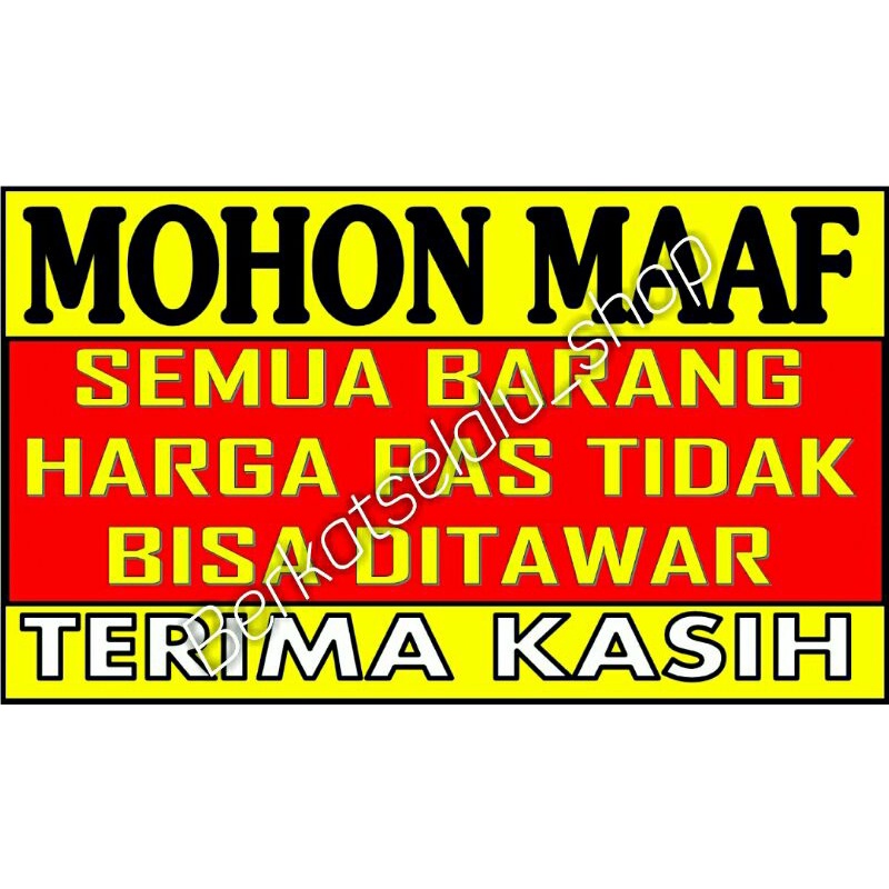 

karton duplek tulisan mohon maaf harga pas