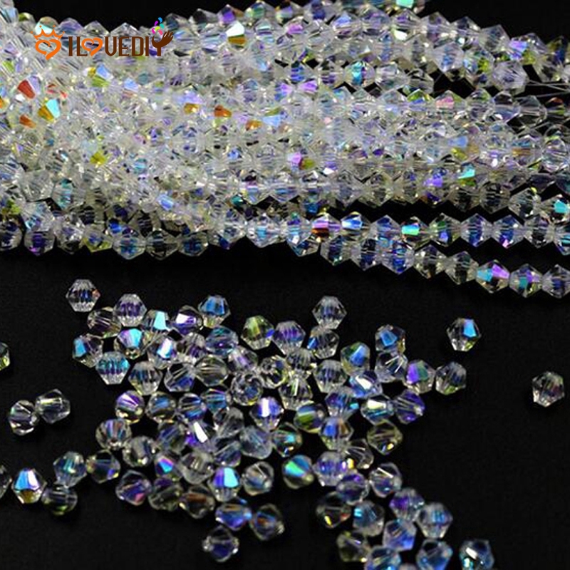 Manik-Manik Kristal Clear Ab Warna Untuk Membuat Perhiasan Kalung Diy