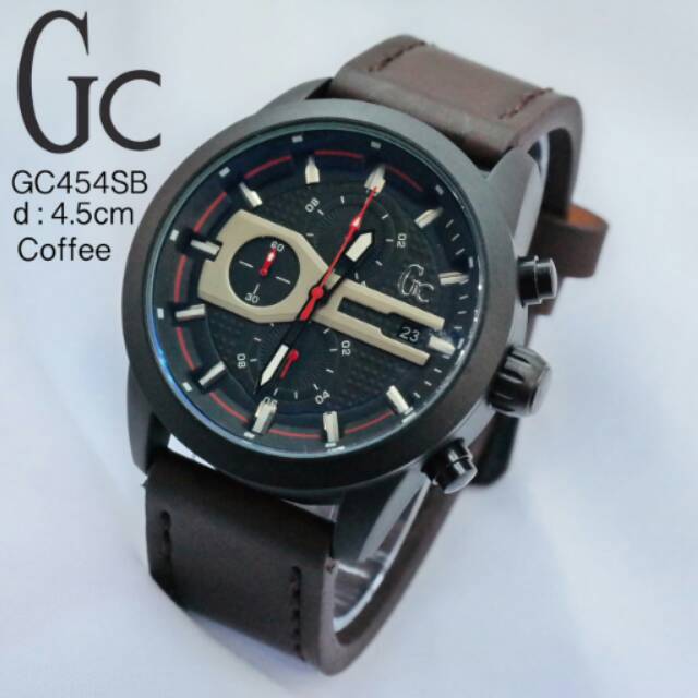 Jam Tangan GC -454- Chrono Leather Coffee KW Super