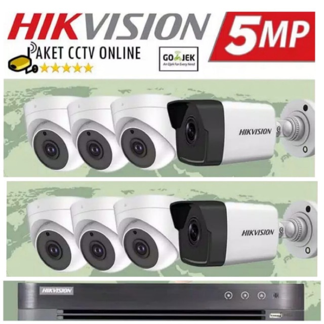 PAKET CCTV 8 CHANNEL HIKVISION 5MP REAL H.2560P