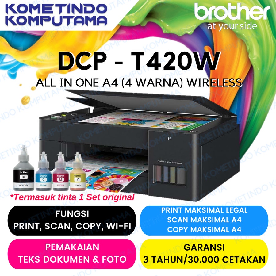 Brother Printer Ink Tank DCP-T420W Print Scan Copy Wi-Fi DCPT420W GARANSI RESMI T420