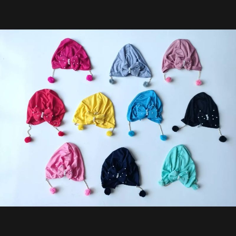 Turban Tabur Mutiara Anak Bayi Perempuan Intsan  0 – 3 Tahun Ciput Newbron 6 – 12 Bulan