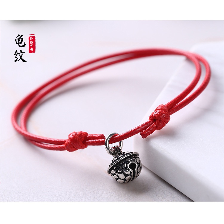 Gaya korea yang unik Bell gelang wanita merah tali kepang Gelang pria pasangan retro mahasiswa Istan