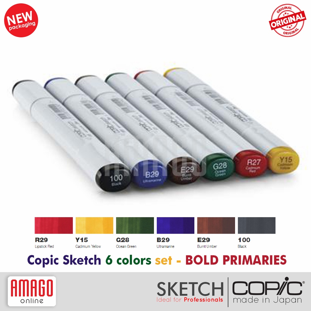 COPIC SKETCH MARKER - SET ISI 6 - BOLD PRIMARIES - CSM/6BP