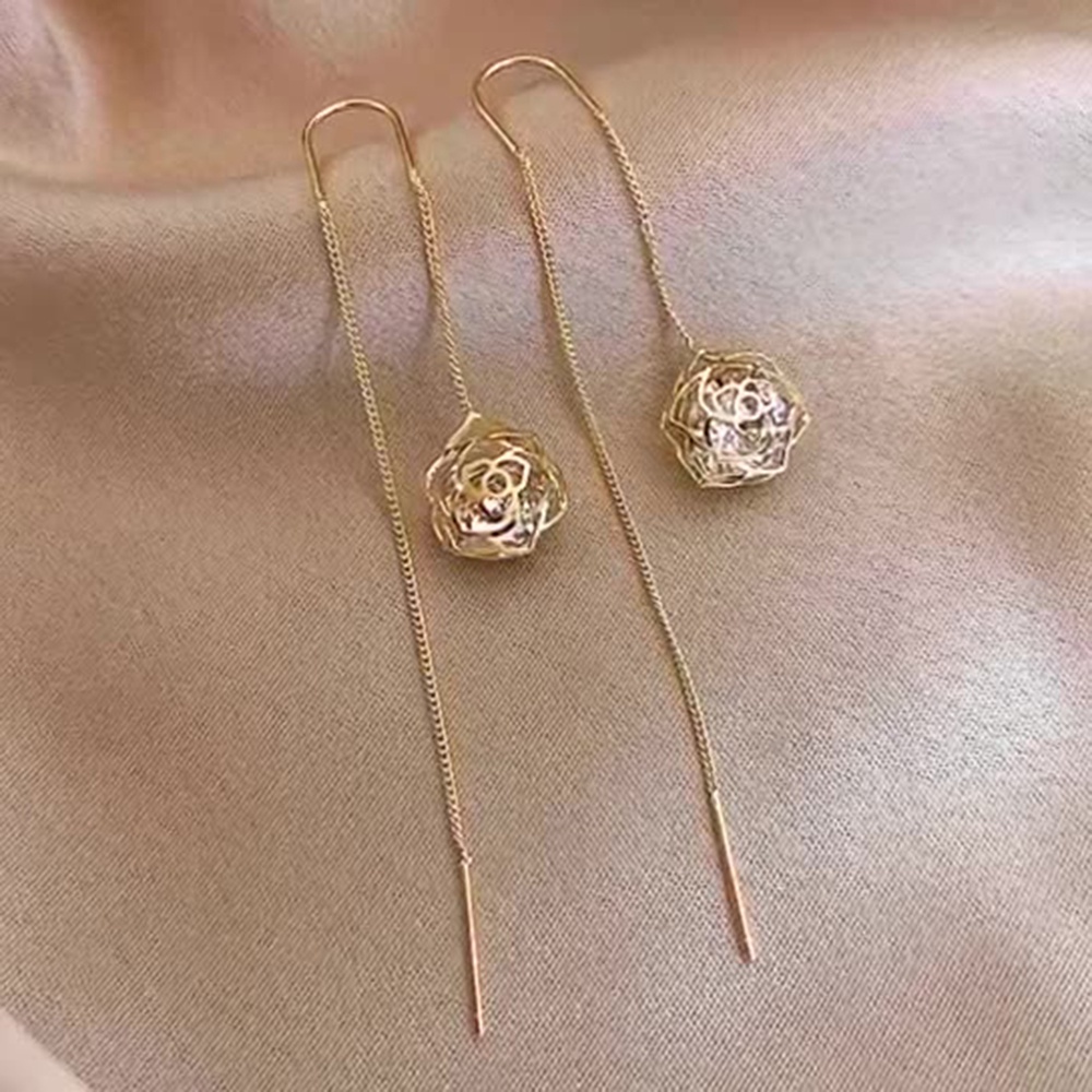 Anting Tusuk Gantung Wanita Desain Hatirumbai Rantai Gaya Eleganretro Untuk Pernikahan