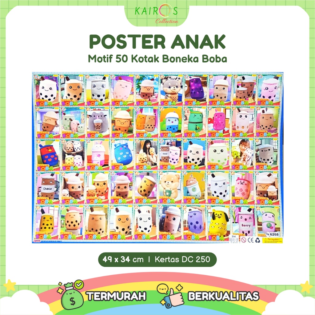 Poster Kotak Boba Aneka Motif Isi 50 Kotak Dalam 1 Poster