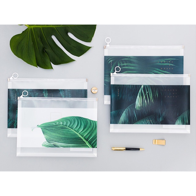 

Leaves of Grass Zipper File Folder A4 / Map Plastik Zipper Document Holder
