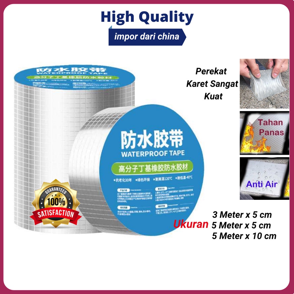 Lakban Anti Bocor Anti Air alumunium Foil Waterproof Tape 3cm 5cm 10 cm