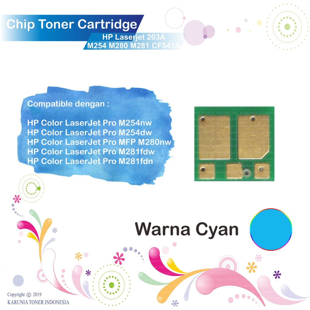 Chip Toner Printer HP Laserjet 203A M280 M281 M254 M254DN M280NW CF541A CF543A CF542A CF540A CMYK