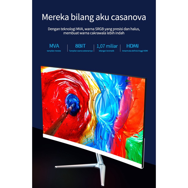 BLUE SKY Monitor definisi tinggi 27 inci yang menghadap langsung, monitor komputer gaming profesional, monitor definisi tinggi 2K/75HZ