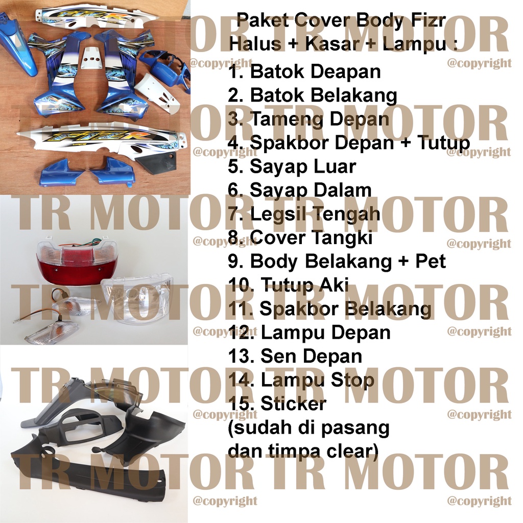 Cover Body Fizr F1zr Biru Putih 2005 Full Set Halus Cover Bodi Yamaha Fiz r