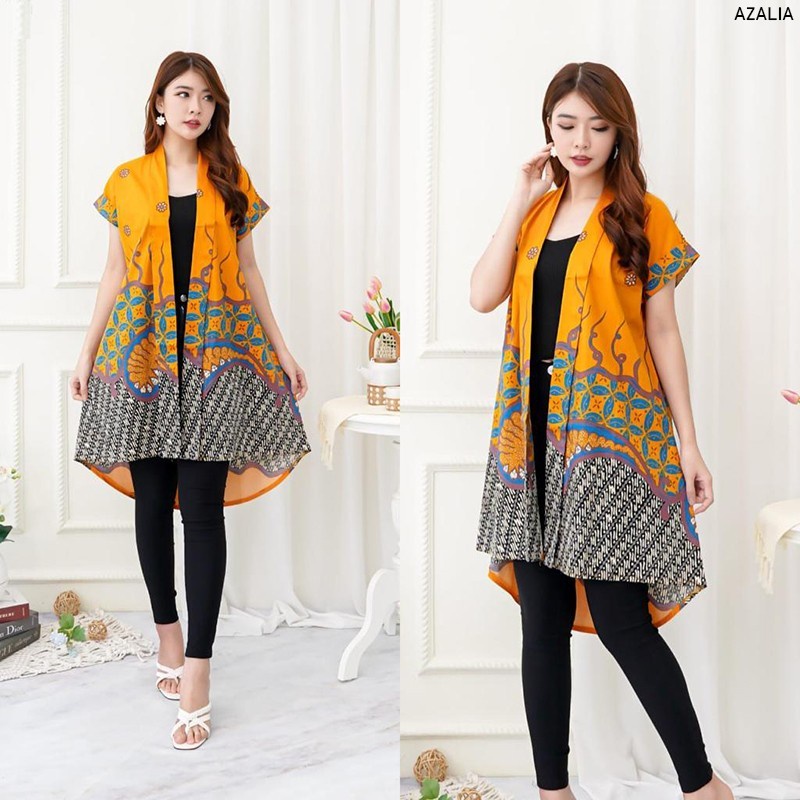 Azalia Cardigan Batik Outer Batik Blazer Batik Wanita Modern Buntut Panjang Rompi Jaket Luaran Famil