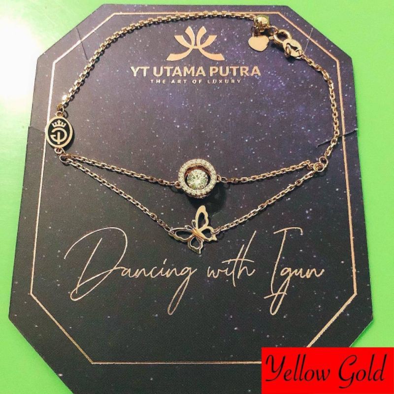 Kalung dan gelang dancing stone ivan gunawan double layer love dan bulat kupu YT kadar 375/8k