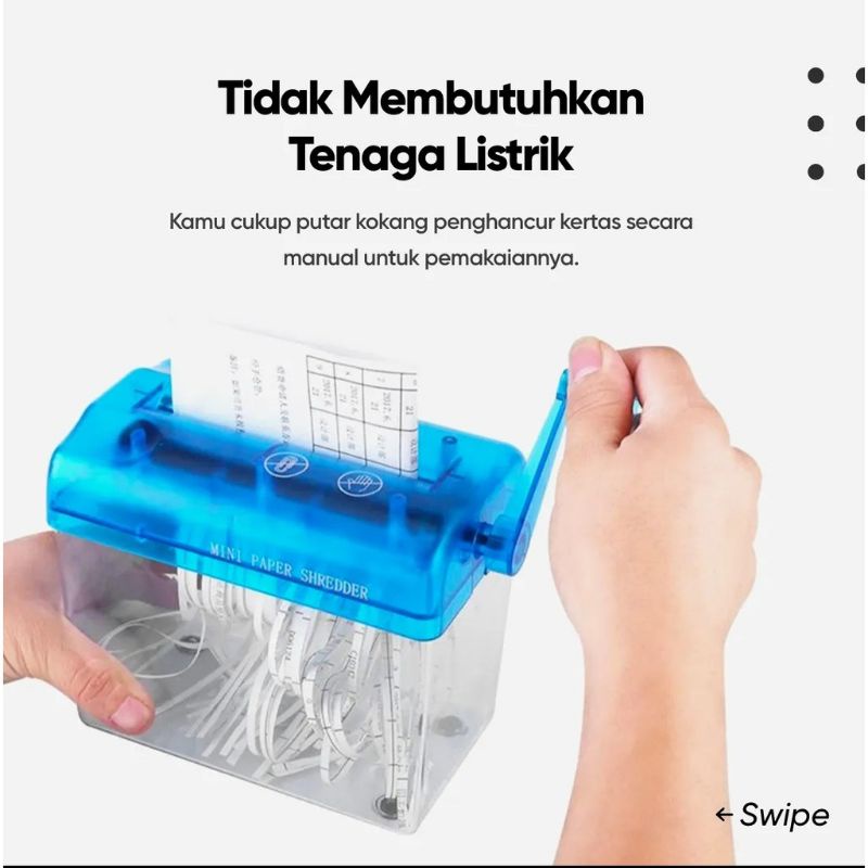 Penghancur Kertas Manual CD Card Paper Shredder - SZ-123 - Blue