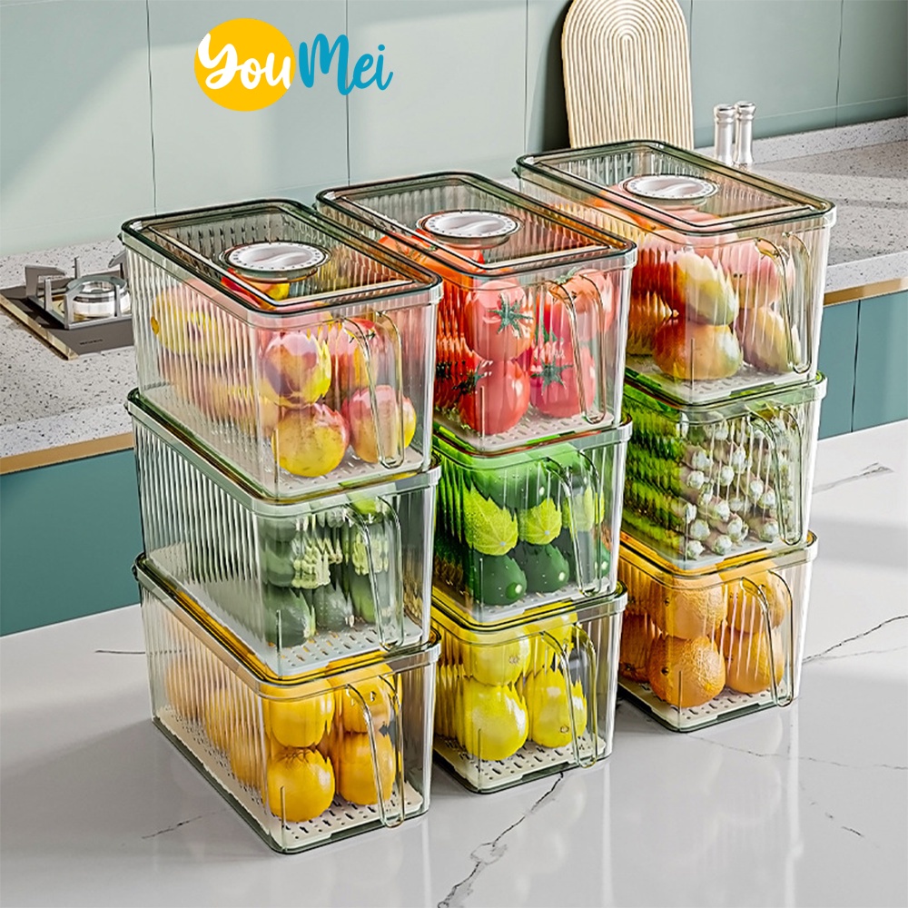 Kotak Kontainer Makanan Kulkas Transparan Food Storage Box Large Kotak Penyimpanan Buah Sayur Dapur - 1236