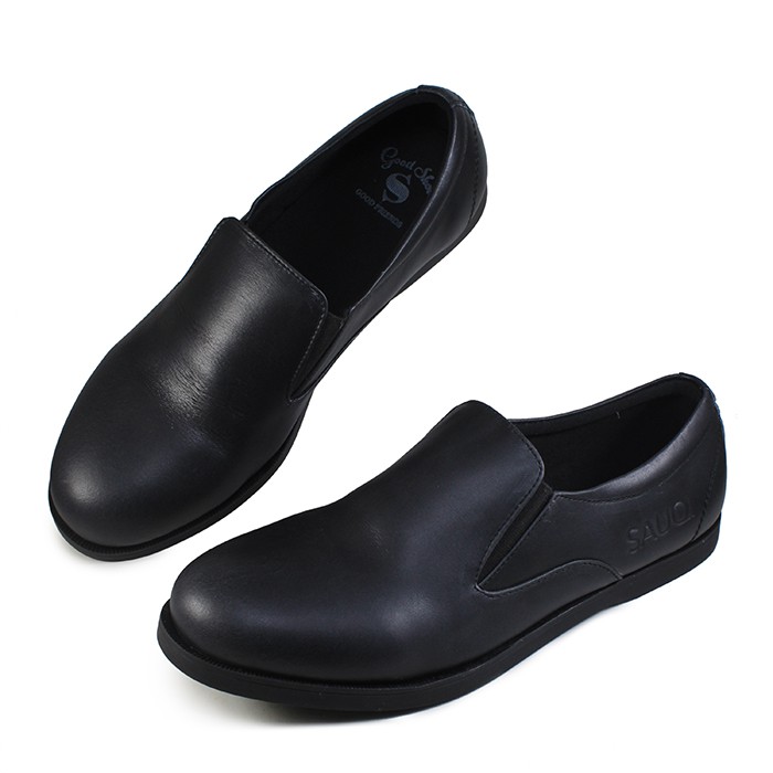 BIG SALE BRANDED !! Sepatu Pria Sauqi Hibrida Slop Black Casual Formal Santai Kerja Kantor