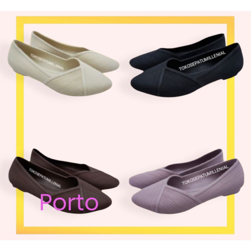 SEPATU BALET KARET WANITA PORTO,SEPATU JELLY PORTO NYAMAN,PORTO LADY SEM