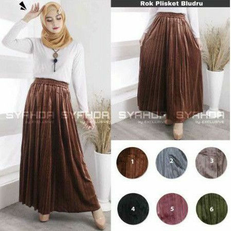 Rok Wanita Beludru Import Fit Jumbo - Rok A Line Beludru Import - Rok Panjang Import Beludru Trendy