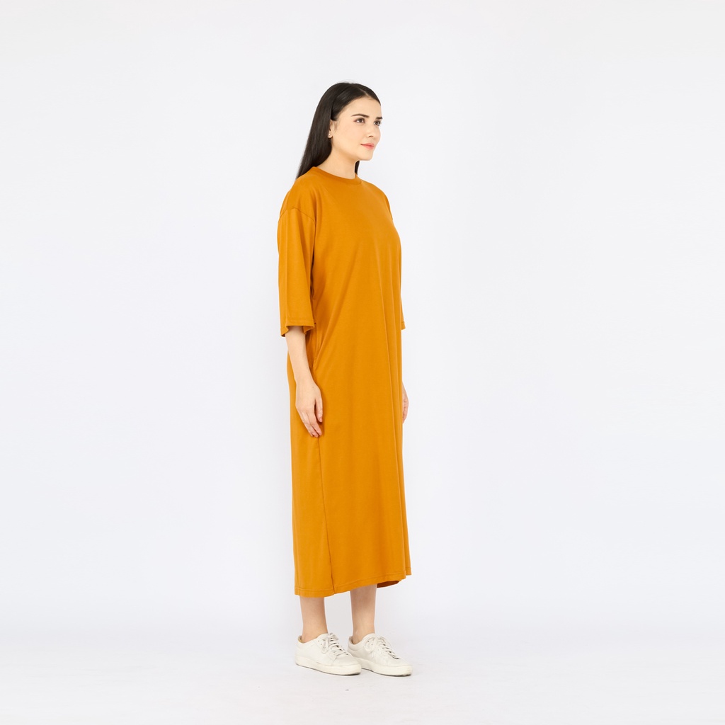 Atasan Dress Oversize Wanita Muslim 7/8 LD130 super comfy Dark Mustard