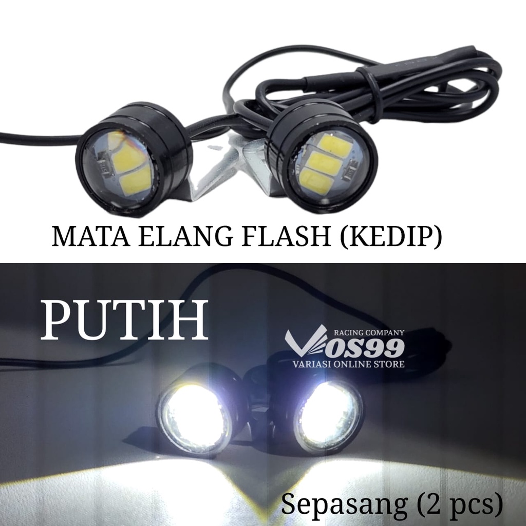 [ 2 BIJI ] LAMPU LED MATA ELANG EAGLE EYE COB NYALA FLASH (KEDIP) DC 12V BUMPER SEIN REM MOBIL MOTOR