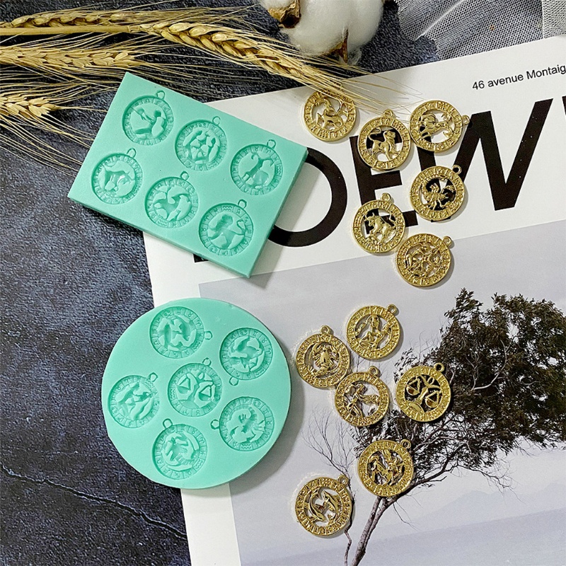 Siy Cetakan Liontin Kalung Bentuk 12 Rasi Bintang Bahan Silikon Epoksi Untuk Hadiah Valentine