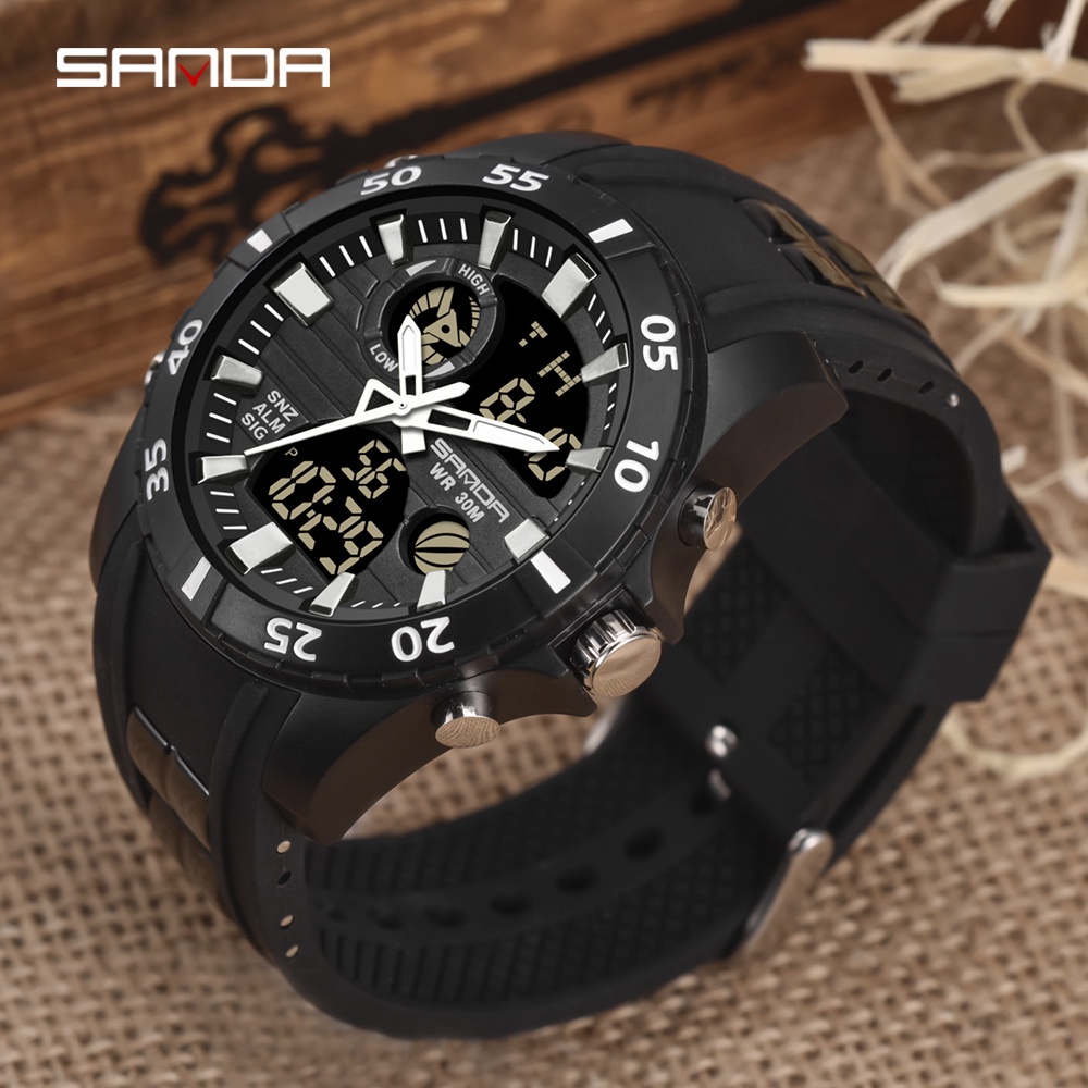 SANDA 791 Jam Tangan Pria Digital Analog Tali Rubber Chronograph Anti Air WATCHKITE WKOS