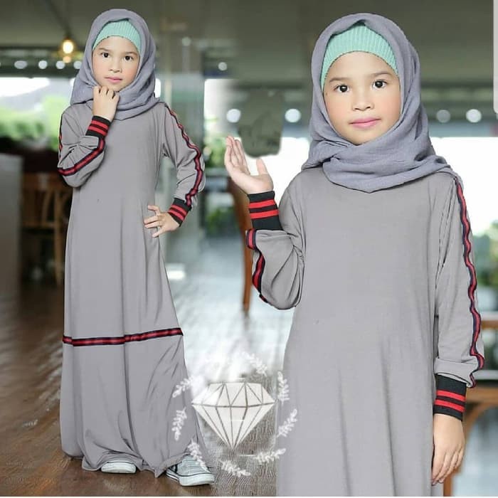 Gamis Syari Shannum Sporty Syari kids 4-7thn Gamis Maxi dress anak SD + jilbab Murah