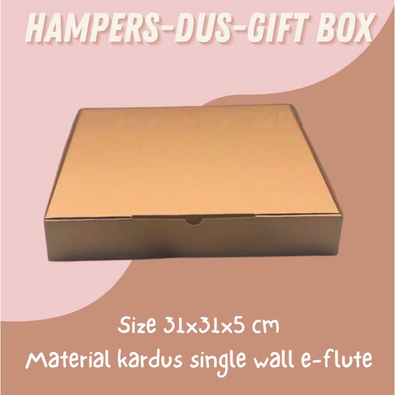 

Kotak Dus Kardus Kemasan Hadiah Gift Packing Brownies 31x31x5 cm Corrugated E-Flute Premium Tebal