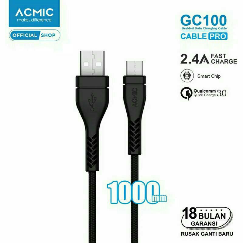 Acmic GC100 kabel charger type C fast charge 2.4A Original