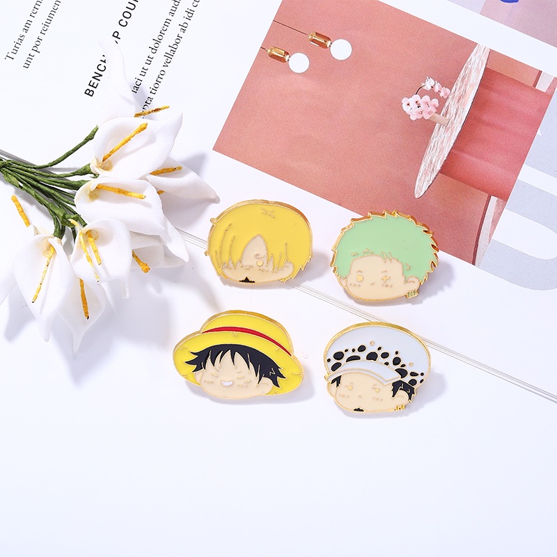 Bros Pin Enamel Desain Anime One Piece Luffy Zoro Rasanji Avatar Untuk Suvenir