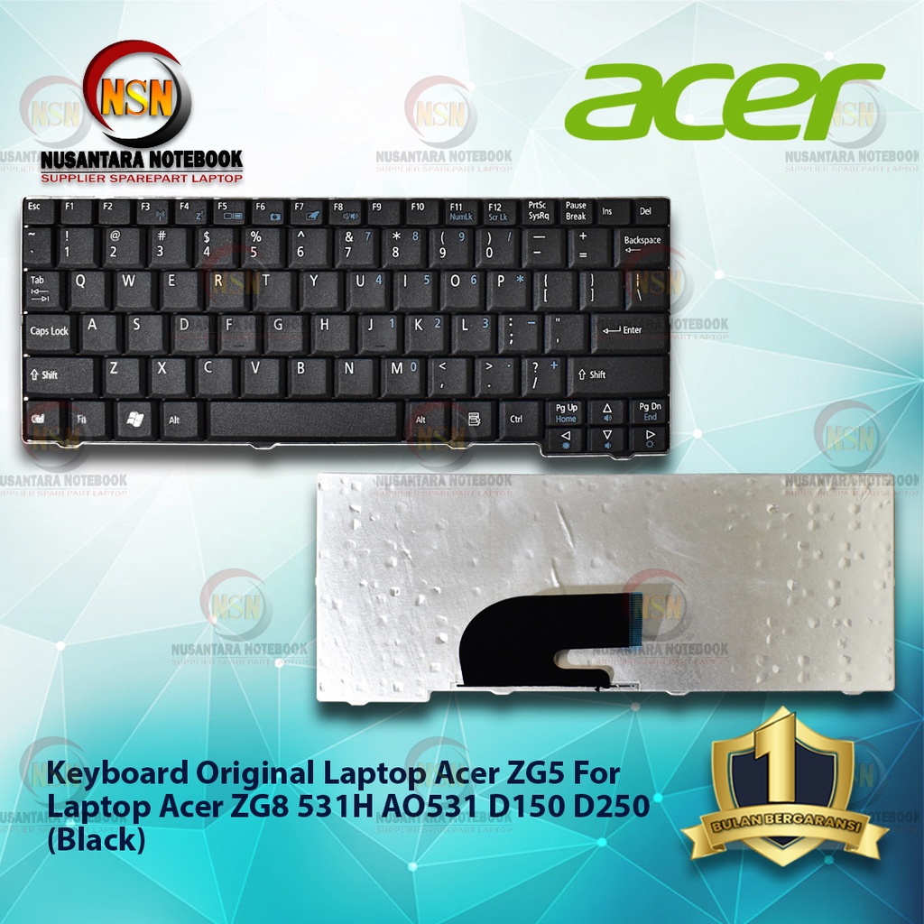 Keyboard Acer ZG5 for Laptop Acer ZG8 531H AO531 D150 D250 Hitam Black