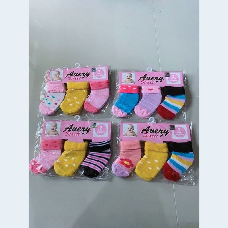 Promo Kaos kaki AVERY STREET ( 3 in 1) 0-12 bulan isi (3pasang)