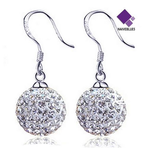 Anting Kait Gantung Lapis Silver Hias Kristal Untuk Wanita