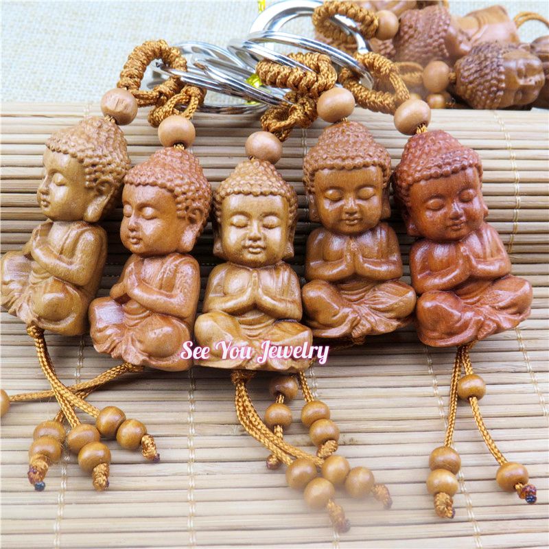 Gantungan Mobil / Motor Kayu Mahogani Buddha Beranjali / Berdoa Import