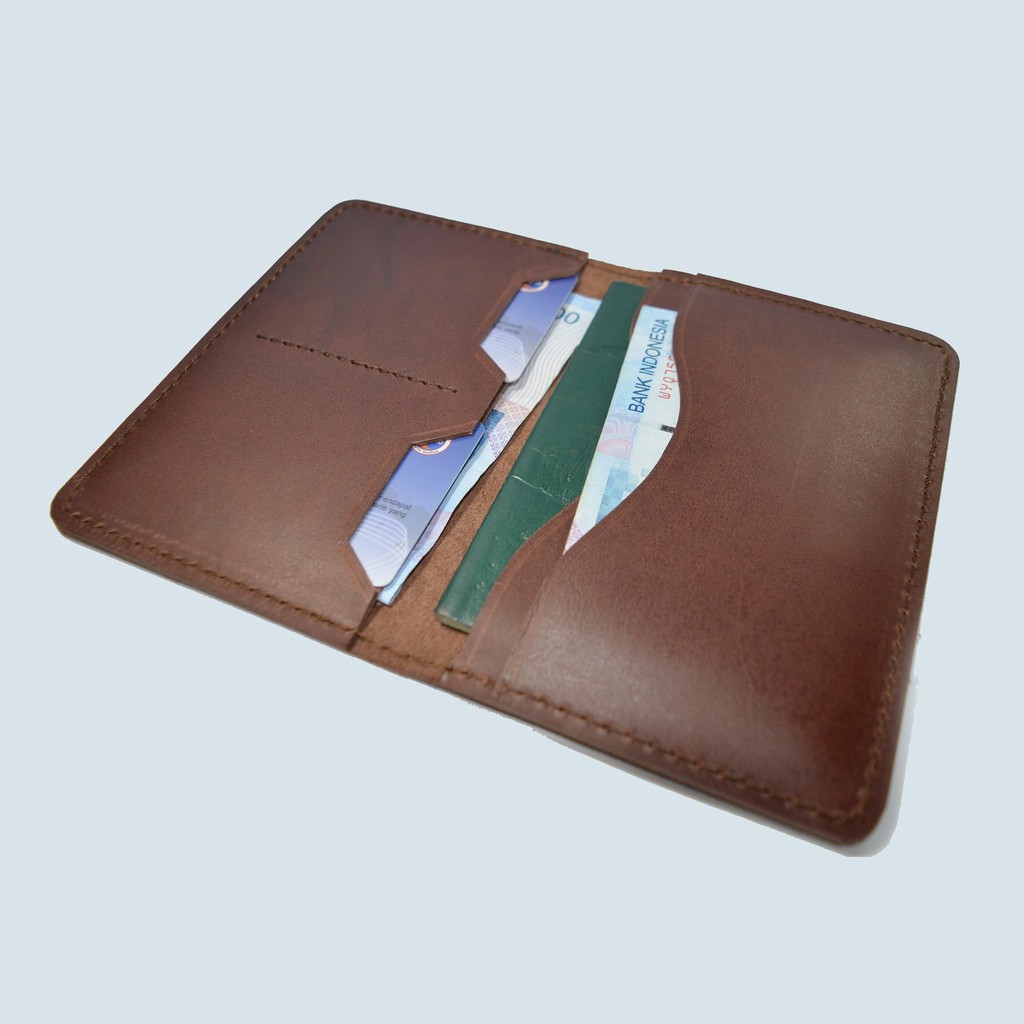 dompet passport - passport cover simpel kulit sapi asli warna coklat