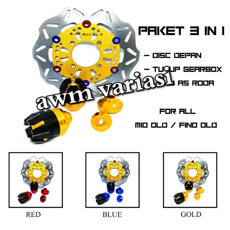 Paket 3 IN 1 Piringan/Dics Depan + Jalu As Naga + Gear Box MIO ,MIO J,FINO,BAET,VARIO,SCOOPY,VARIO 125,VARIO 150 NEW