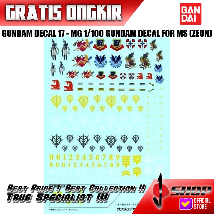 GUNDAM DECAL 17 - MG 1/100 GUNDAM DECAL FOR MS (ZEON)