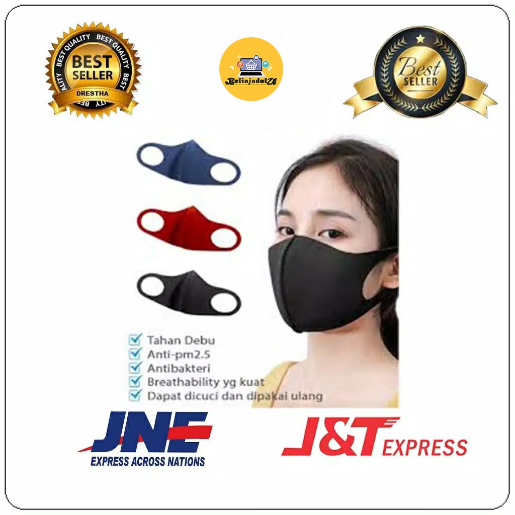 Beliajadulu88 Masker kain polos bahan scuba bisa dicuci jual ecer dan grosir