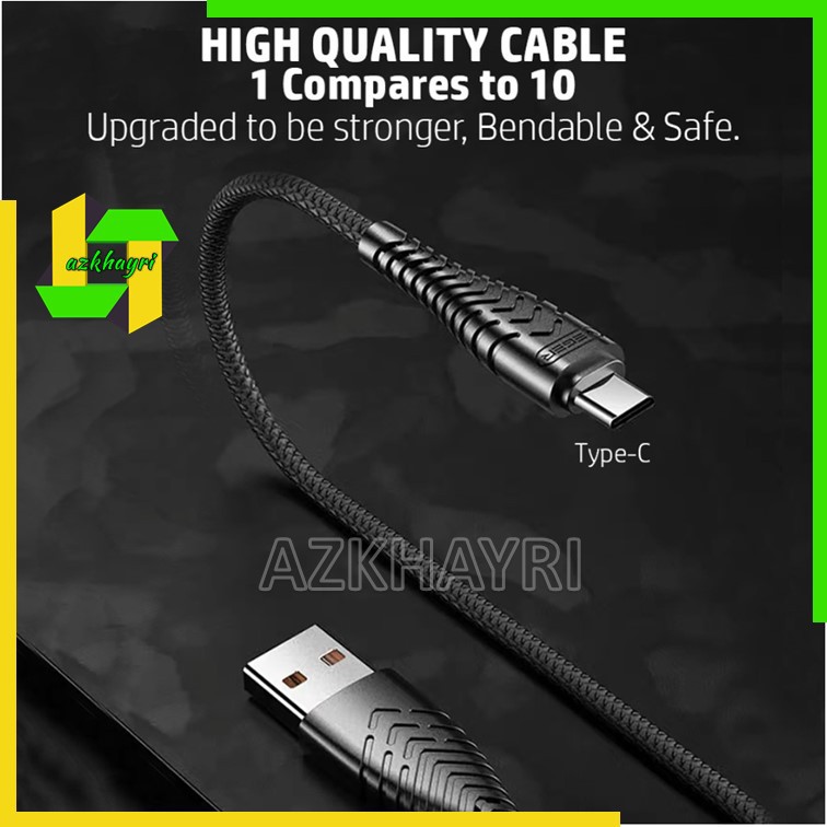 VEGER Kabel Data V110 USB Type C 2.4A Type-C Micro Lightning iPhone High Speed Fast Charging Quick Charge