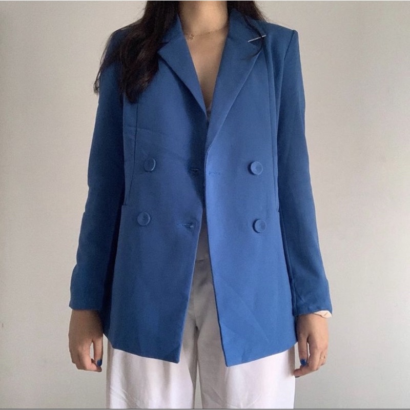 Prelove Korean Blue Oversize Blazer Preloved Adoptme